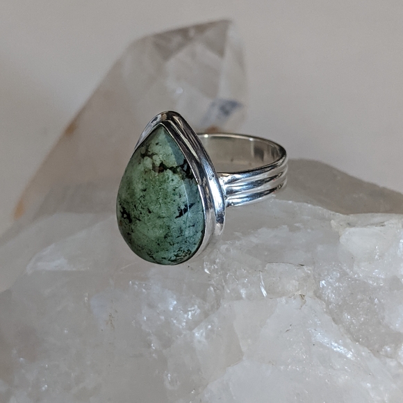Natural Green Norwegian Turquoise, 925 Ring, 6 - Picture 6 of 7